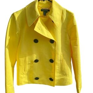 Lauren Ralph Lauren Yellow Double-Breasted Cropped Women's Jacket Size Small